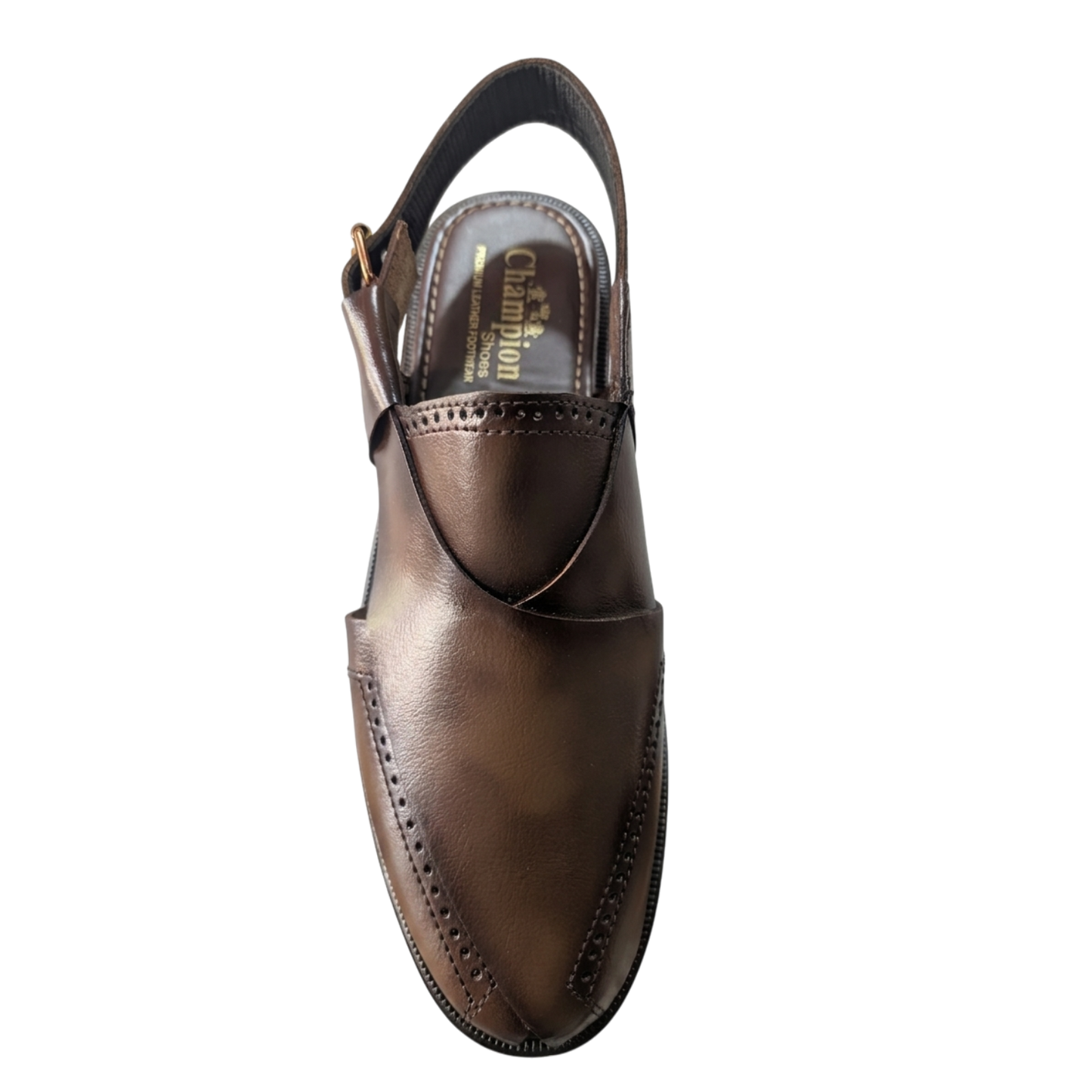Brown leather shoe on a white background