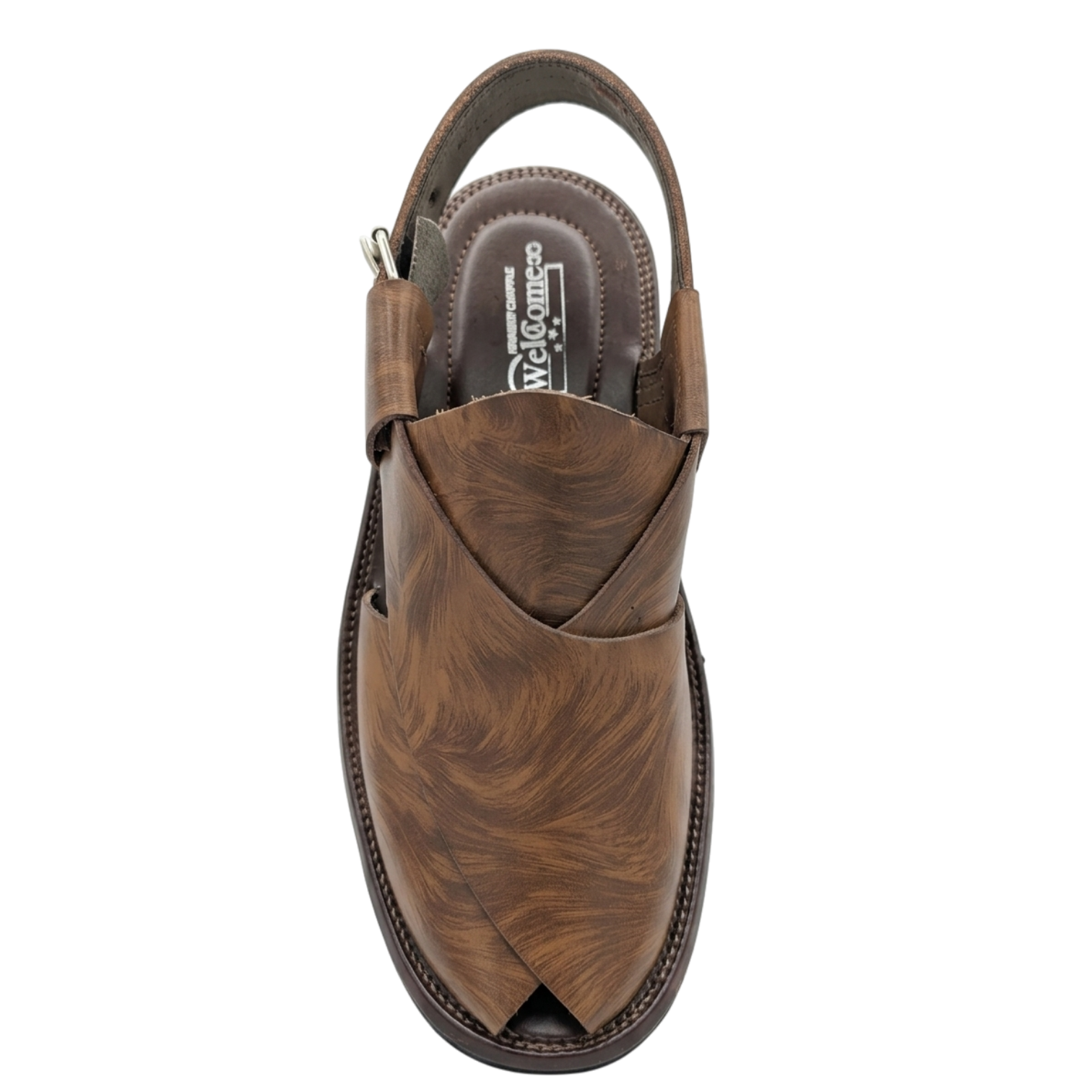 Brown sandal with a white background