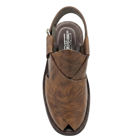 Brown sandal with a white background